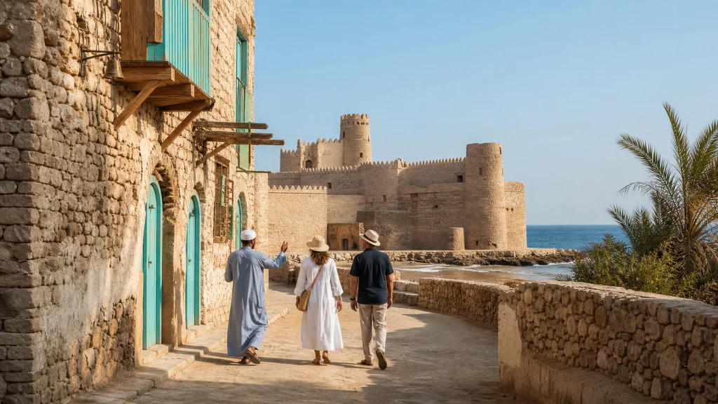 Historic coral-stone street and Ottoman fortress in El Quseir by the Red Sea