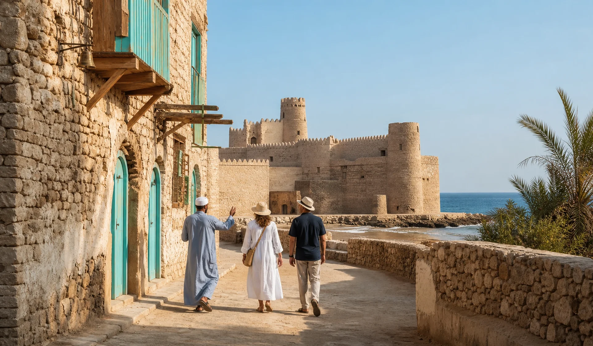 Historic coral-stone street and Ottoman fortress in El Quseir by the Red Sea