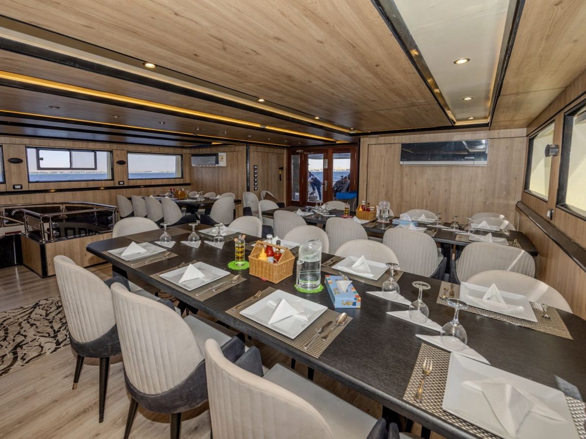 Dining room aboard the Red Sea diving liveaboard