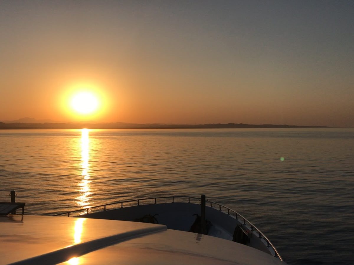 Sunset over the Red Sea seen from the boat deck